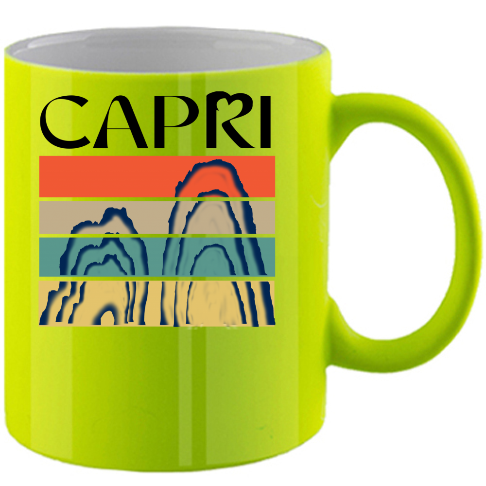 Tazza Fluo CAPRI PORZIONI FARAGLIONI SCRITTA NERA