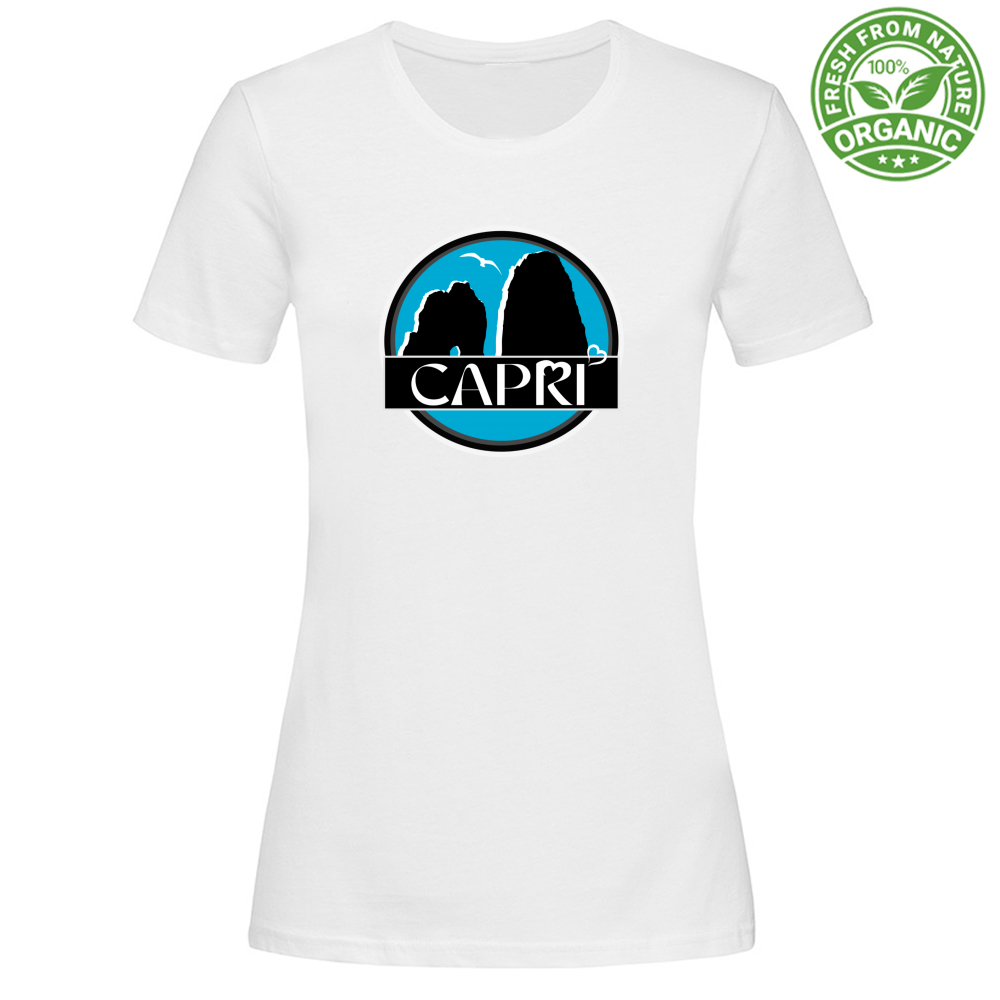 T-Shirt Woman Organic CAPRI CERCHIO MAGICO CON  FARAGLIONI