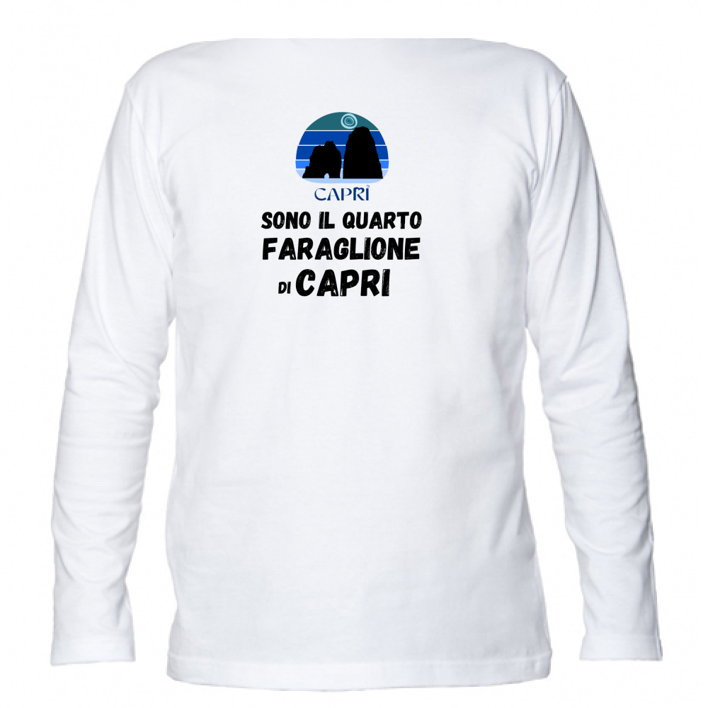 T-Shirt Unisex Manica Lunga SONO IL QUARTO FARAGLIONE DI CAPRI SCRITTA NERA