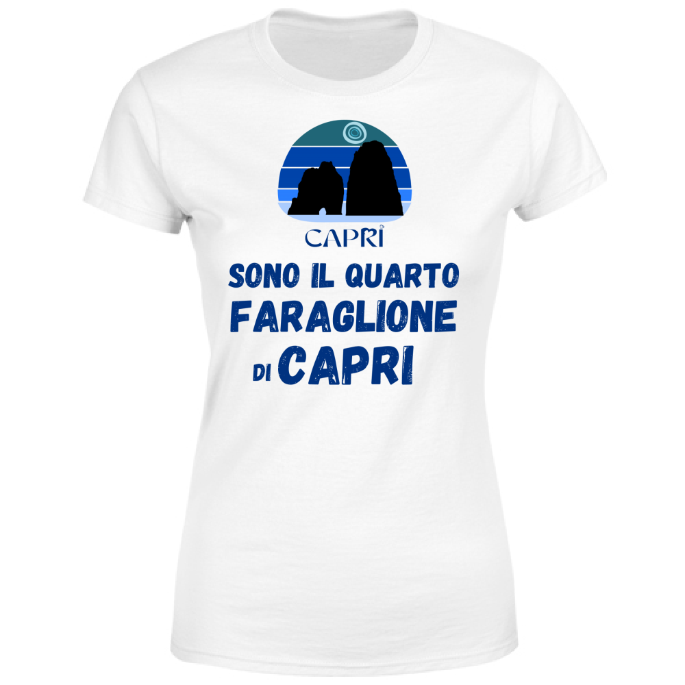 T-Shirt Donna SONO IL QUARTO FARAGLIONE DI CAPRI SCRITTA BLUE