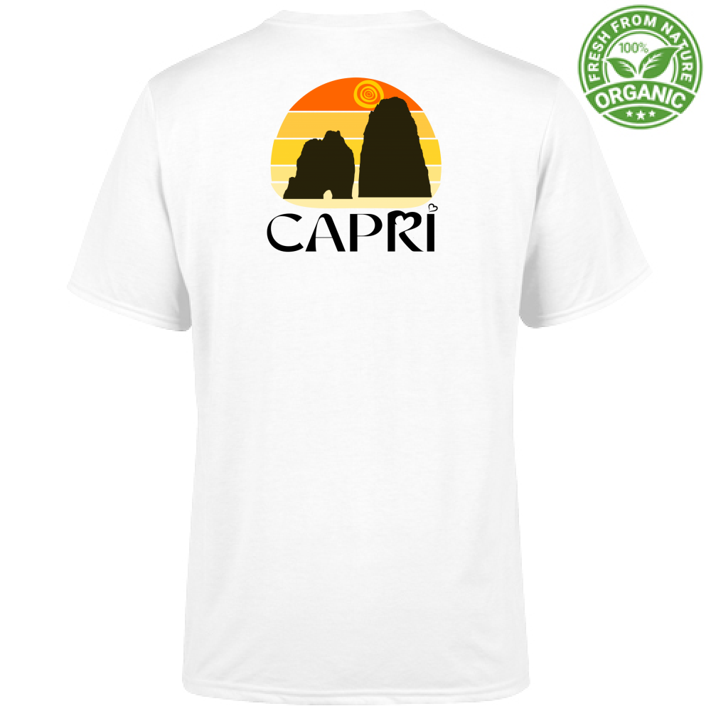 T-Shirt Unisex Organic CAPRI TRAMONTO VINTAGE SCRITTA NERA