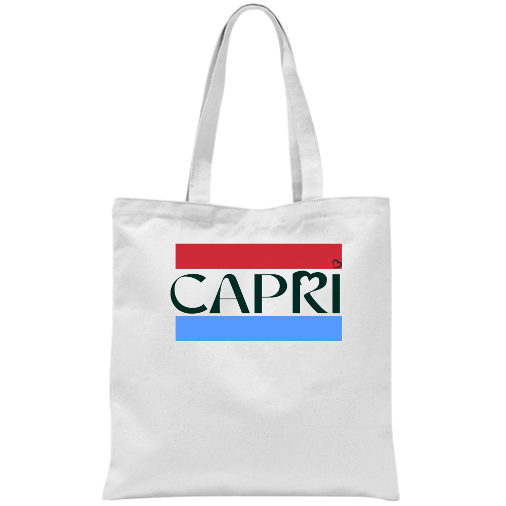 CAPRI BAG RED BLUE BAND BLACK WRITING 