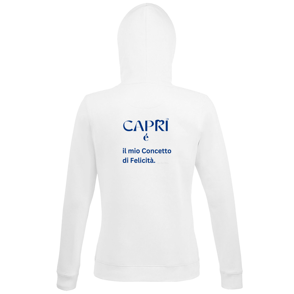 Hoodie Premium Women Capri é il mio concetto di Felicità scritta Blue