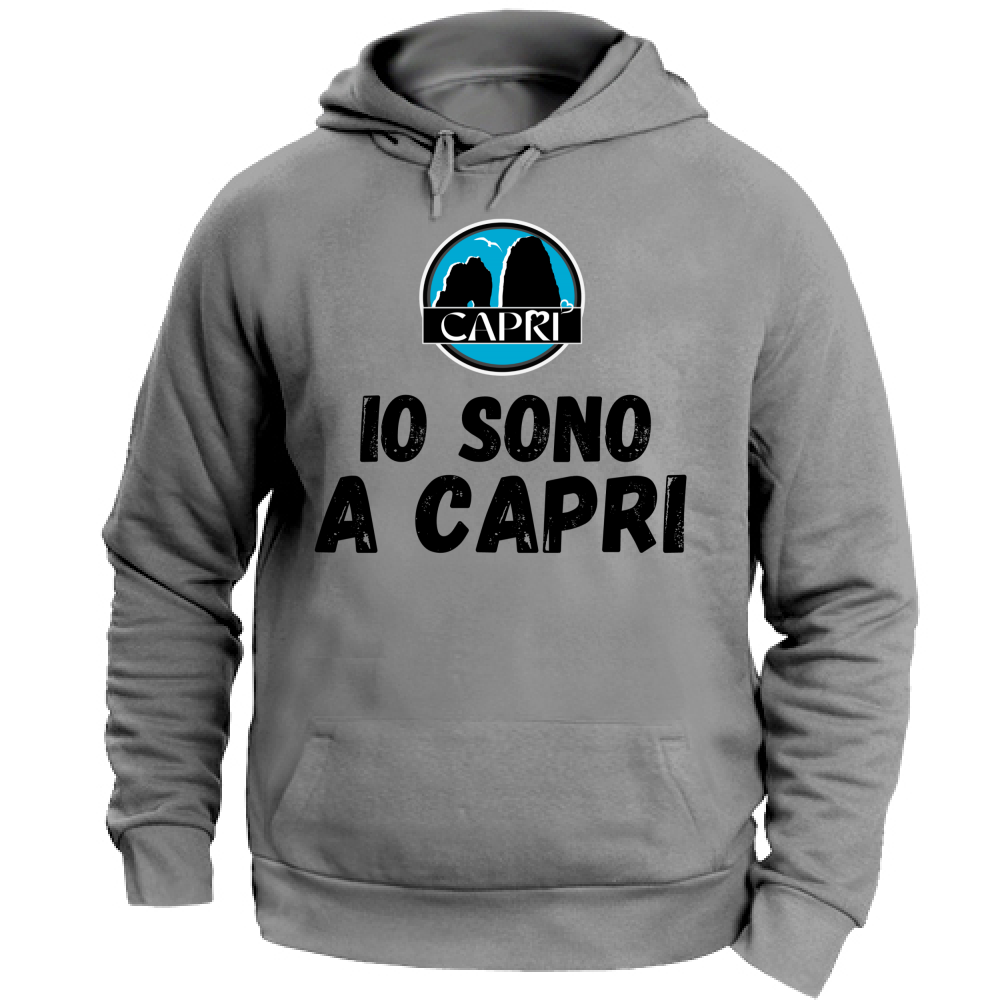 Felpa con Cappuccio Unisex Large IO SONO A CAPRI SCRITTA NERA