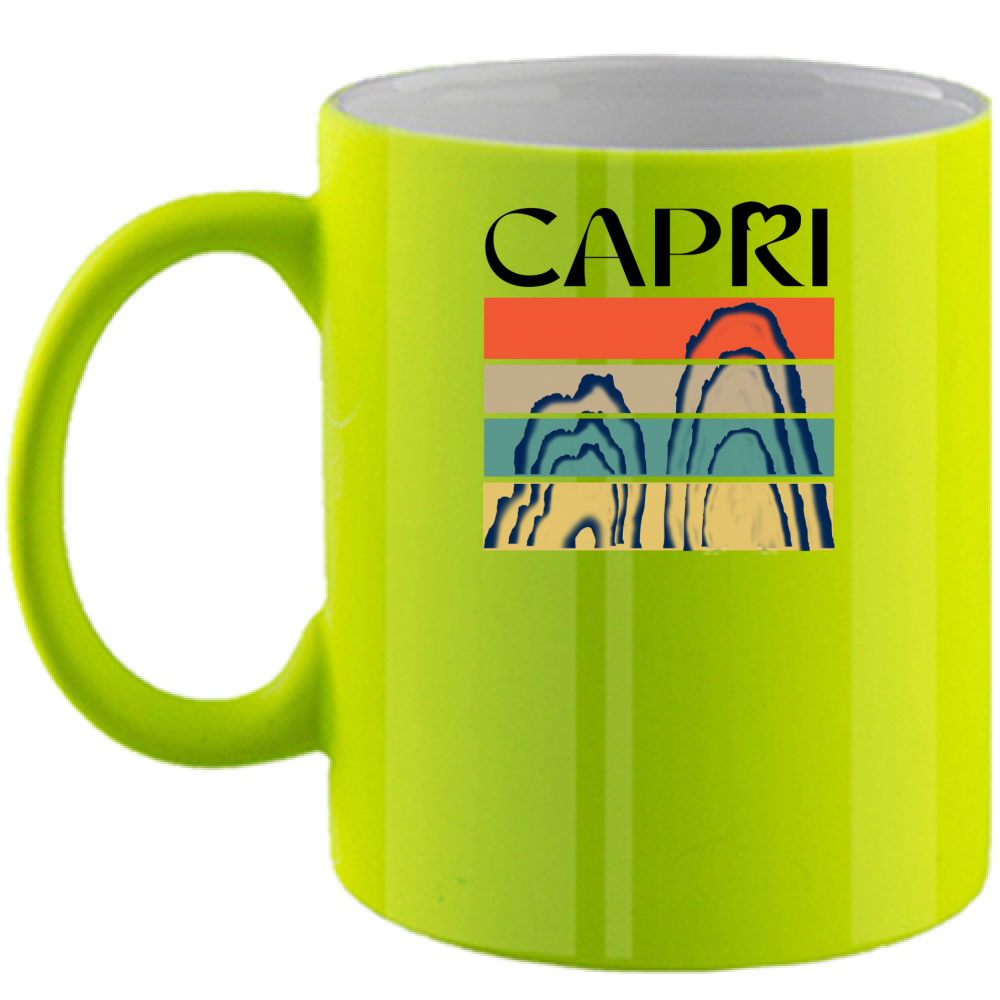 Tazza Fluo CAPRI PORZIONI FARAGLIONI SCRITTA NERA