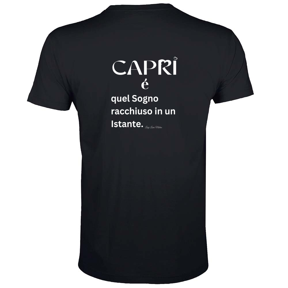 T-Shirt Men Fit Capri Sogno racchiuso in un istante scritta bianca