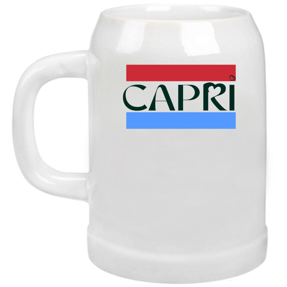 CAPRI Beer Mug RED BLUE BAND BLACK WRITING