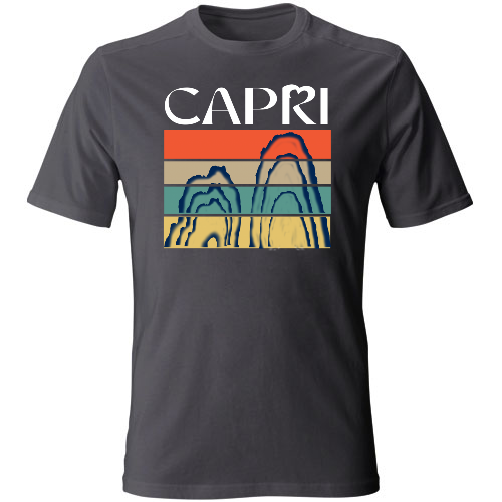 T-Shirt Unisex Large CAPRI PORZIONI FARAGLIONI SCRITTA BIANCA