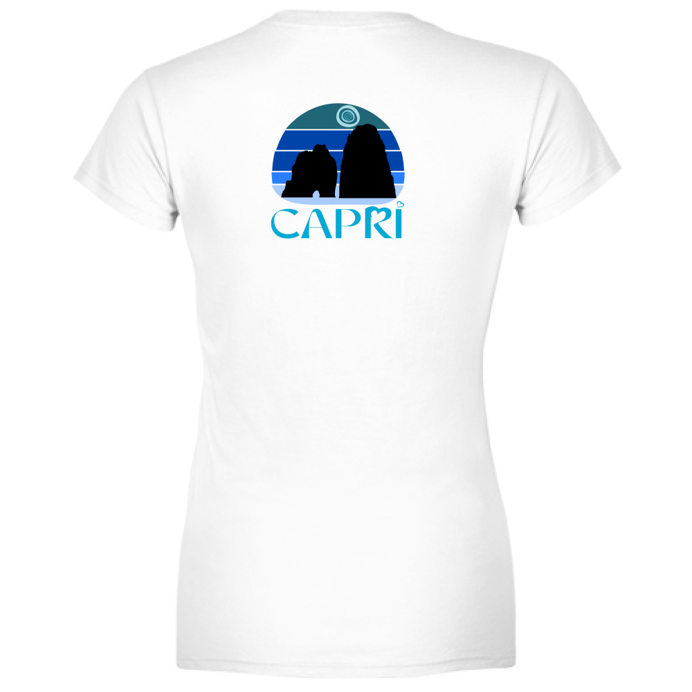 T-Shirt Woman Organic CAPRI VINTAGE TRAMONTO AZZURRATO