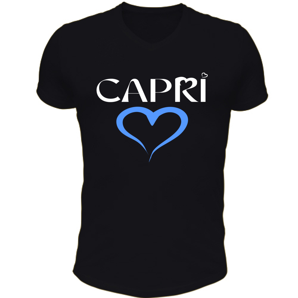 T-Shirt Unisex Scollo V CAPRI CUORE AZZURRO