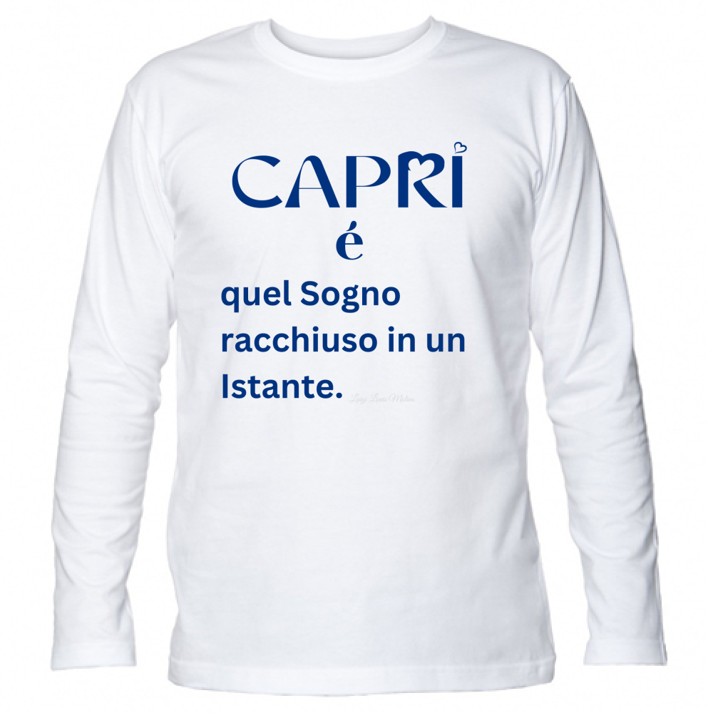 T-Shirt Unisex Manica Lunga Capri Sogno racchiuso in un istante scritta Blue