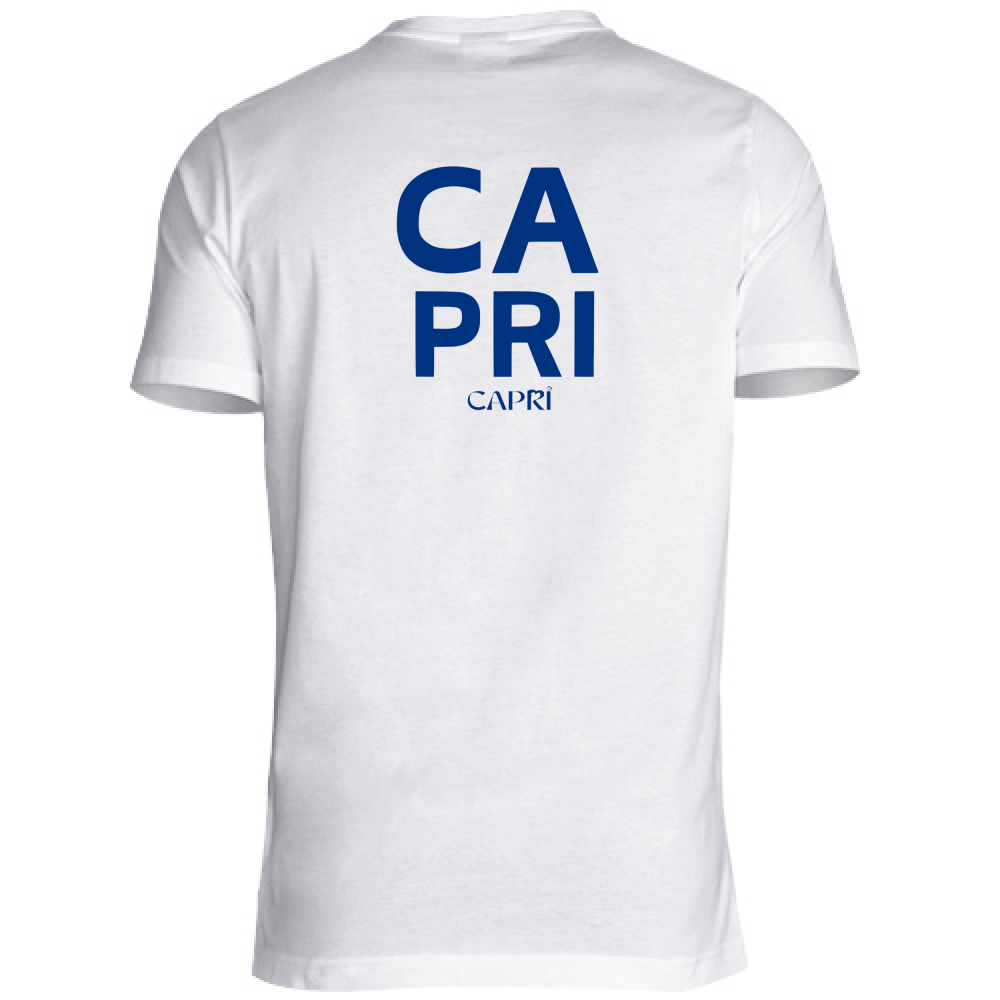 T-Shirt Unisex Scollo V CAPRI DESIGN SCRITTA BLUE