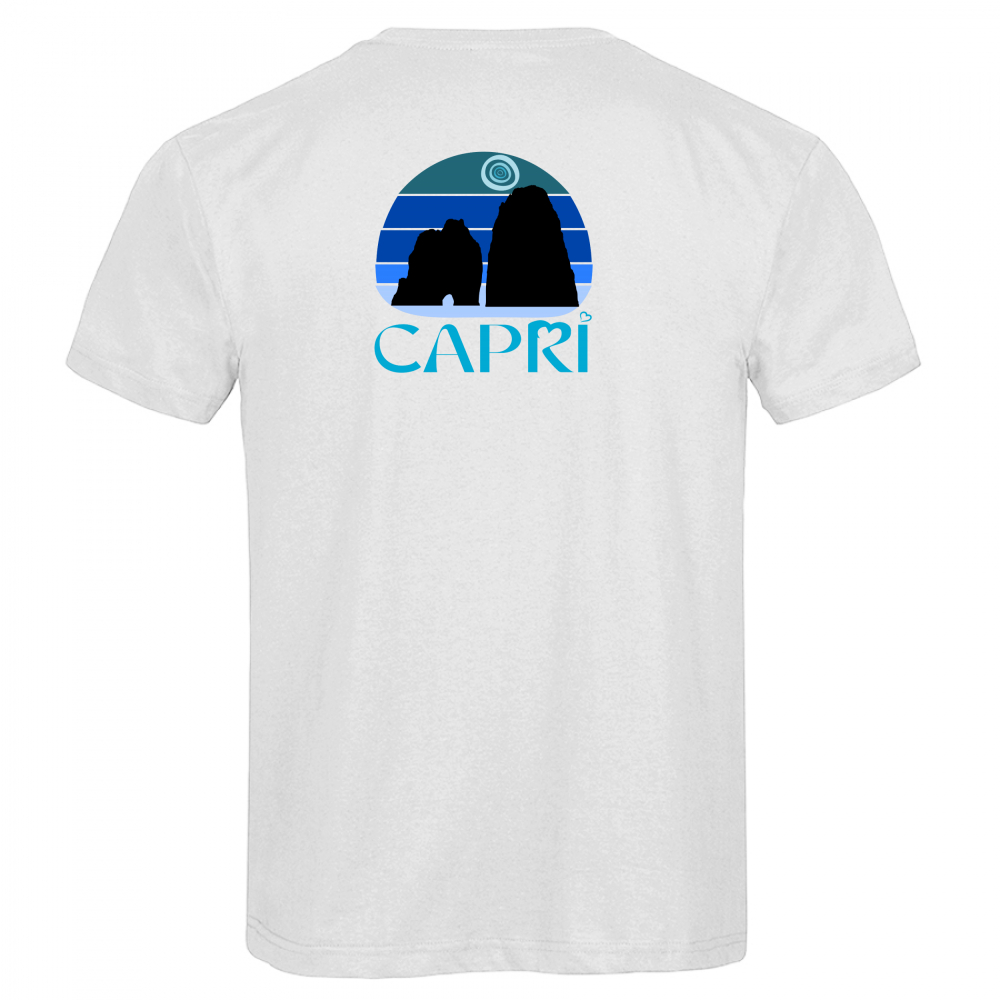 T-Shirt Men Premium CAPRI VINTAGE TRAMONTO AZZURRATO