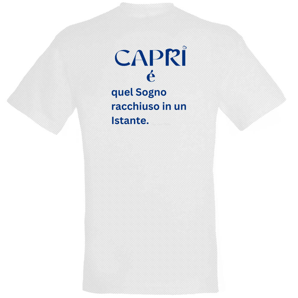 T-Shirt Unisex Dry Sport Capri Sogno racchiuso in un istante scritta Blue