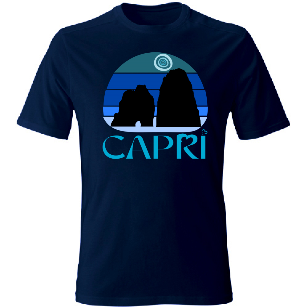 T-Shirt Unisex CAPRI VINTAGE TRAMONTO AZZURRATO
