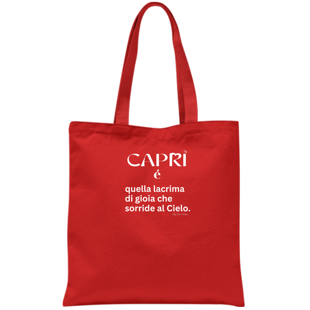 Capri bag is that tear of joy written in white