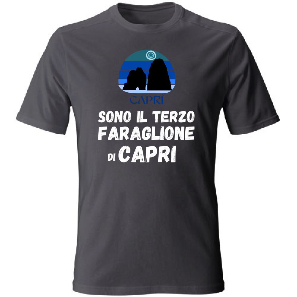 T-Shirt Unisex Large SONO IL TERZO FARAGLIONE DI CAPRI SCRITTA BIANCA