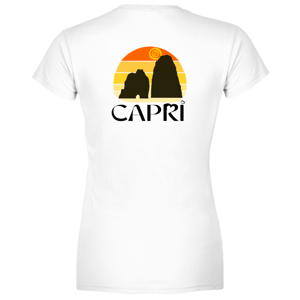 T-Shirt Women Premium CAPRI TRAMONTO VINTAGE SCRITTA NERA