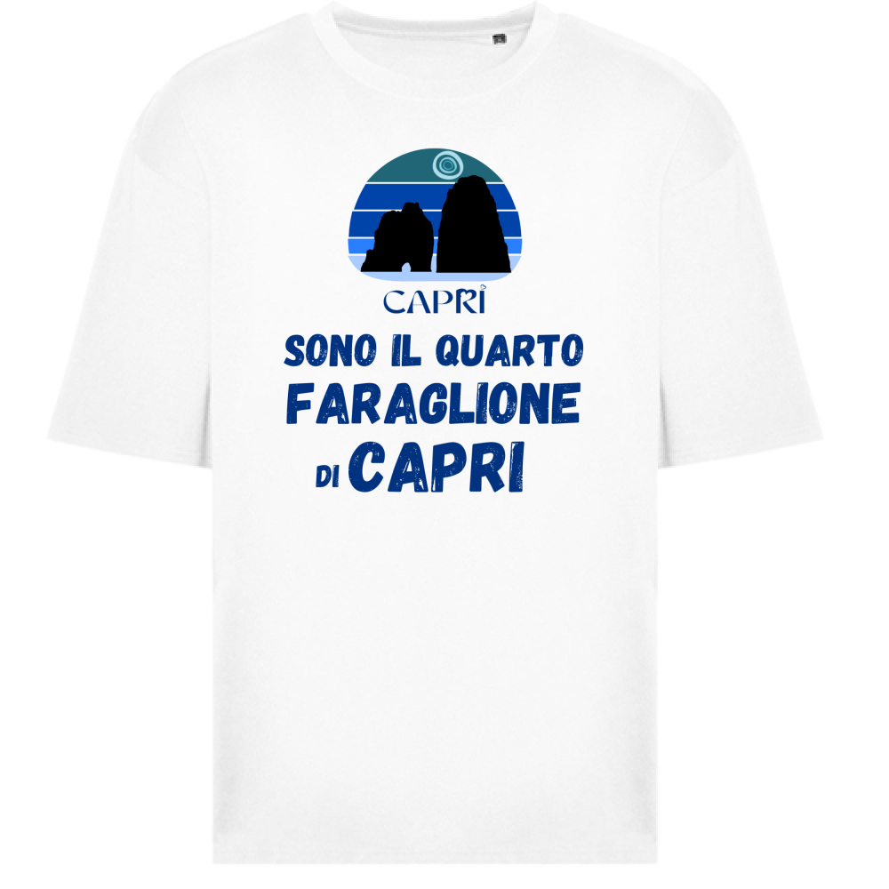 T-Shirt Oversize SONO IL QUARTO FARAGLIONE DI CAPRI SCRITTA BLUE