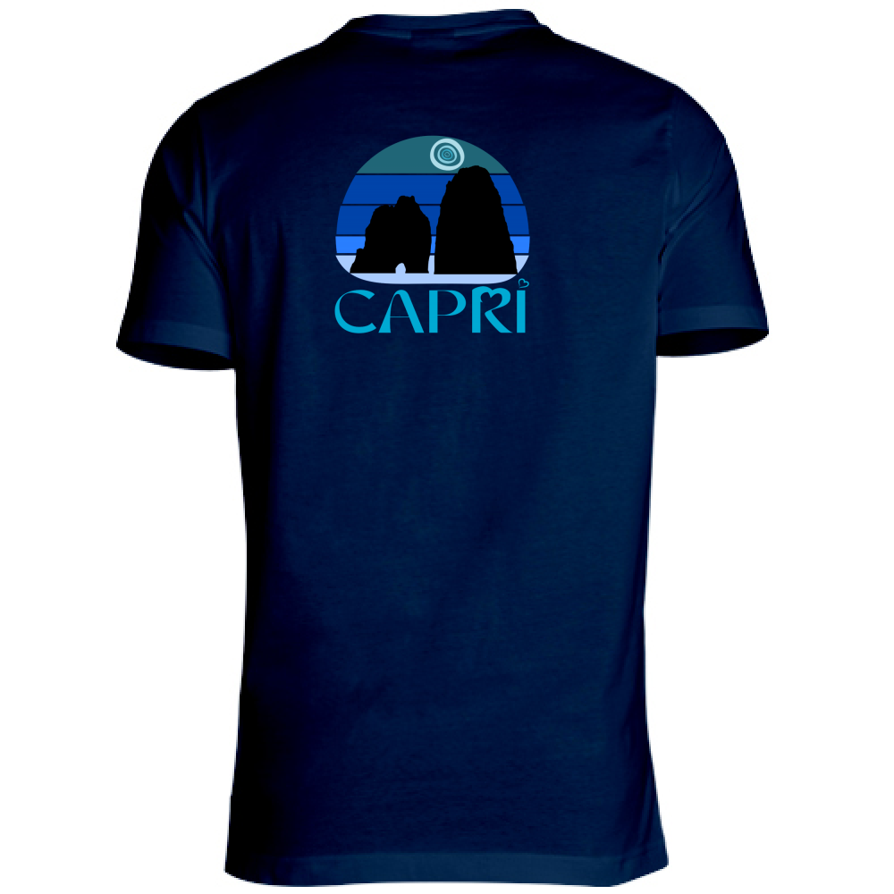 T-Shirt Unisex CAPRI VINTAGE TRAMONTO AZZURRATO