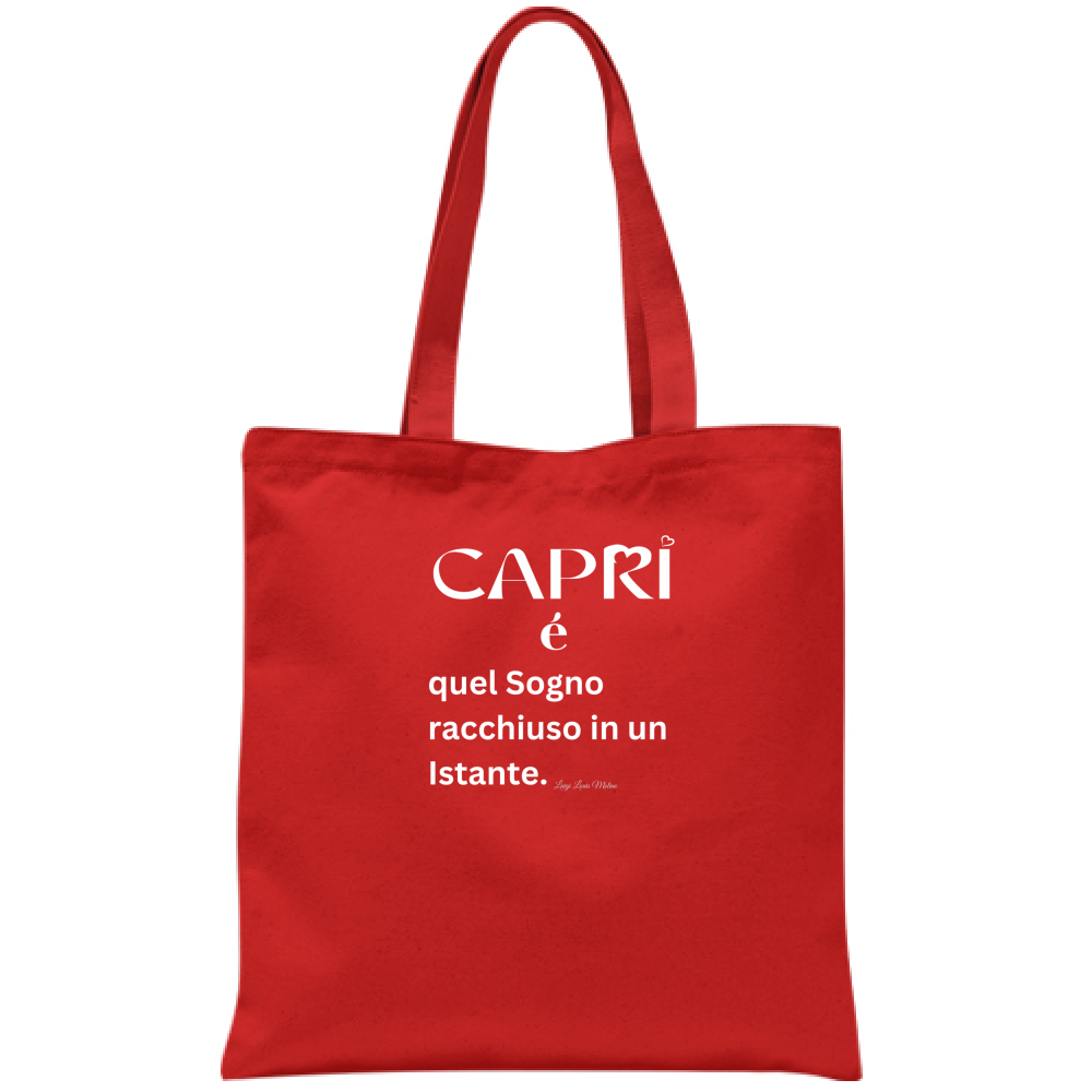 Capri Bag Dream enclosed in an instant white writing