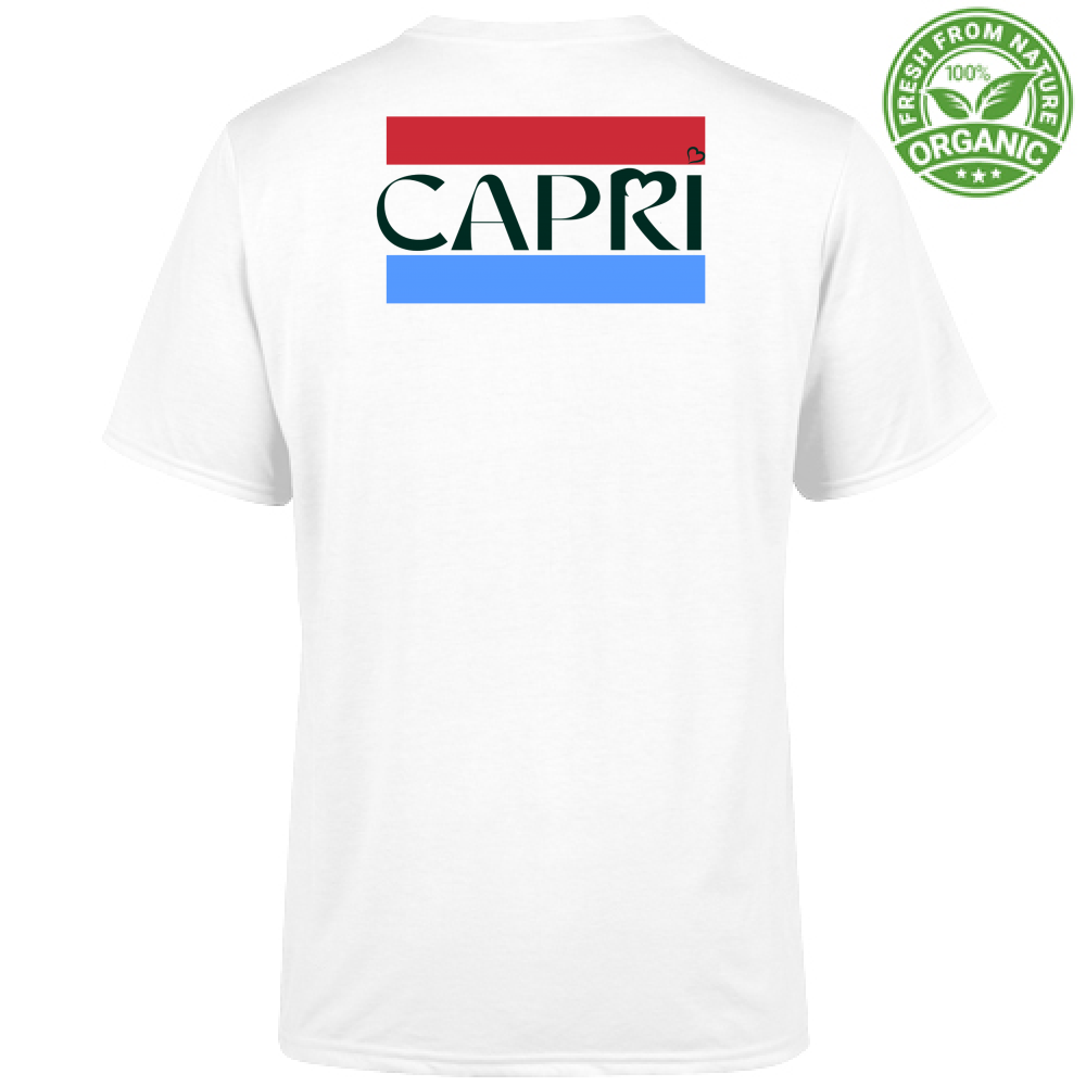 T-Shirt Unisex Organic CAPRI FASCIA ROSSO BLUE SCRITTA NERA