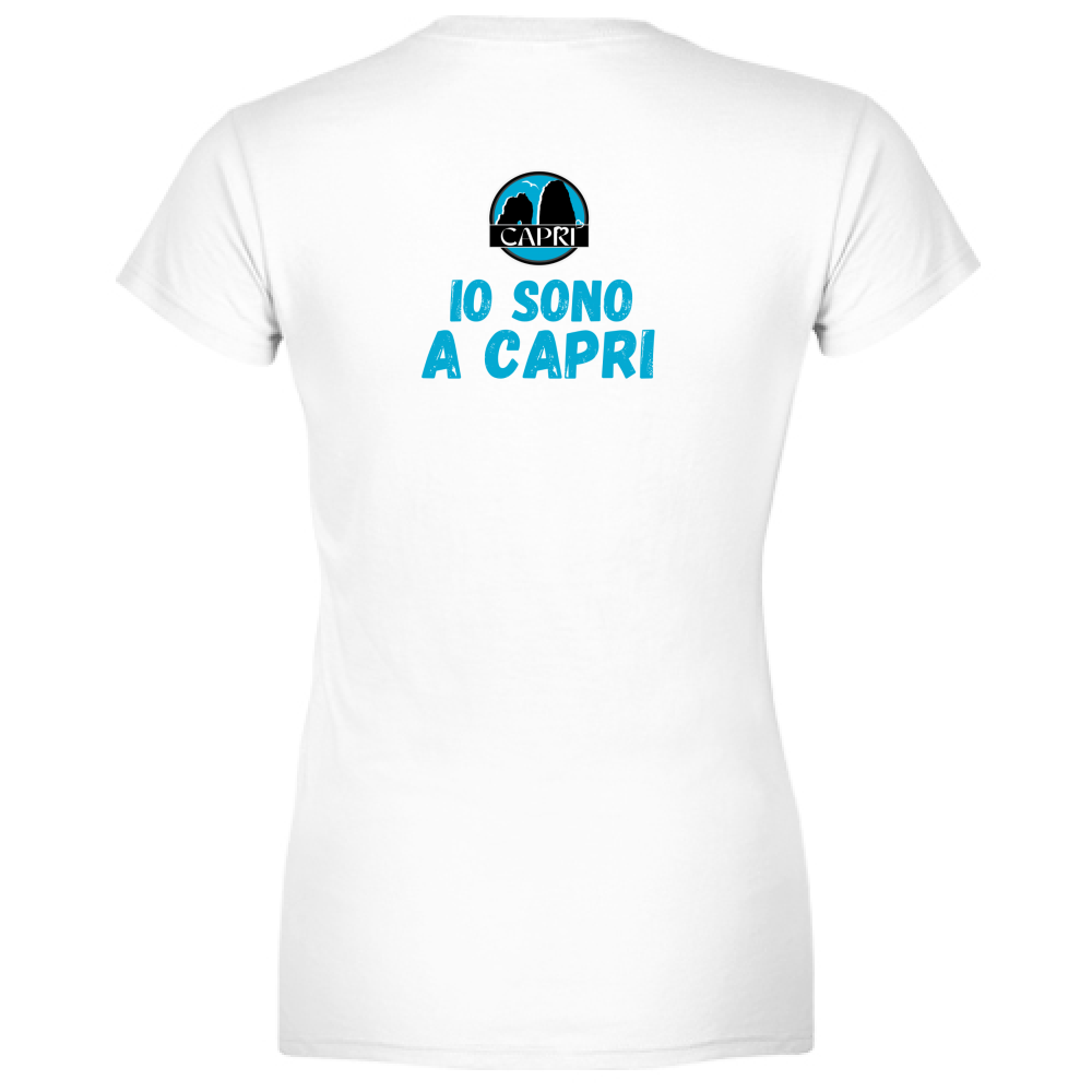 T-Shirt Women Premium IO SONO A CAPRI SCRITTA AZZURRA