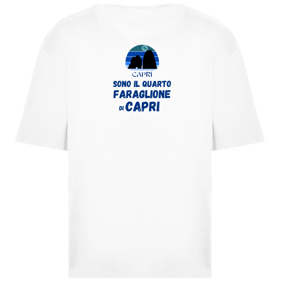 T-Shirt Oversize SONO IL QUARTO FARAGLIONE DI CAPRI SCRITTA BLUE