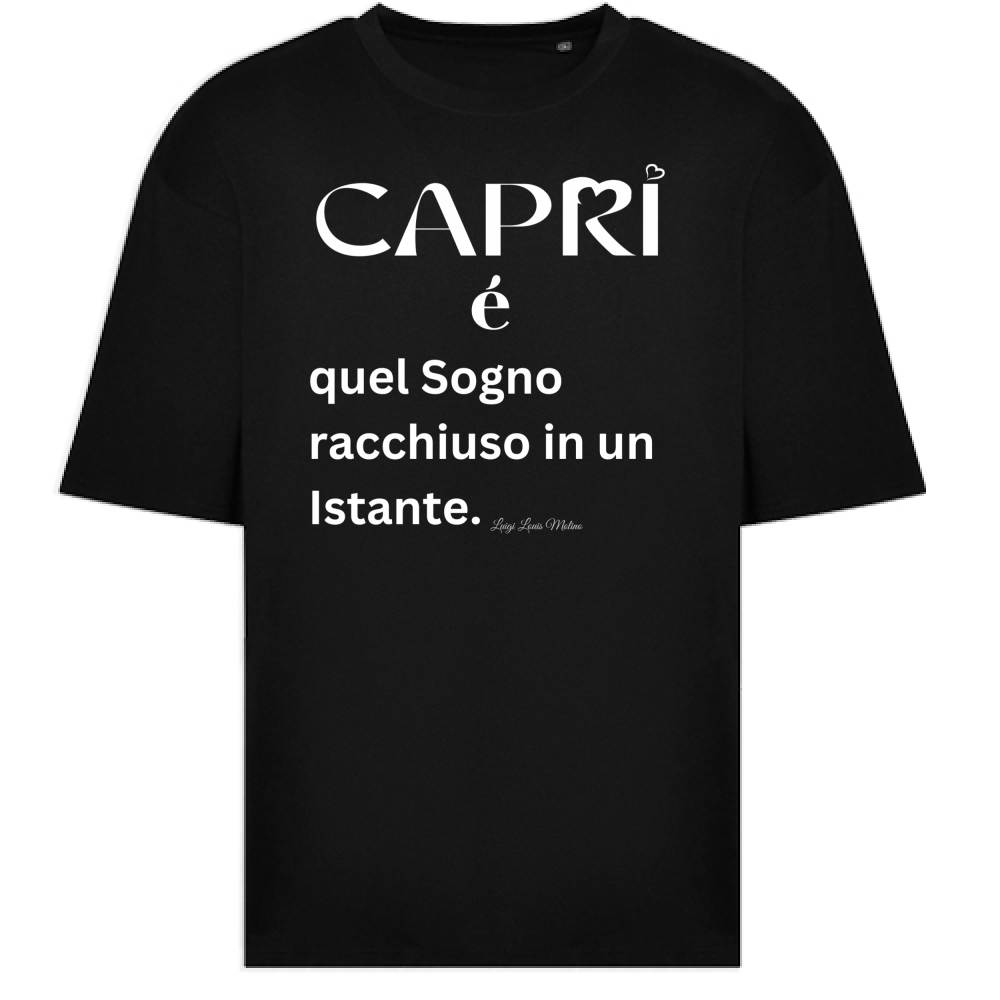 T-Shirt Oversize Capri Sogno racchiuso in un istante scritta bianca