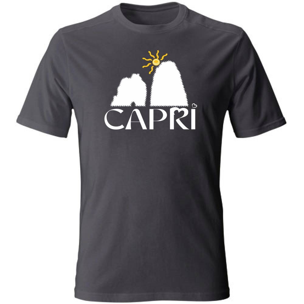 Unisex Large T-Shirt CAPRI HAPPY FARAGLIONI WHITE
