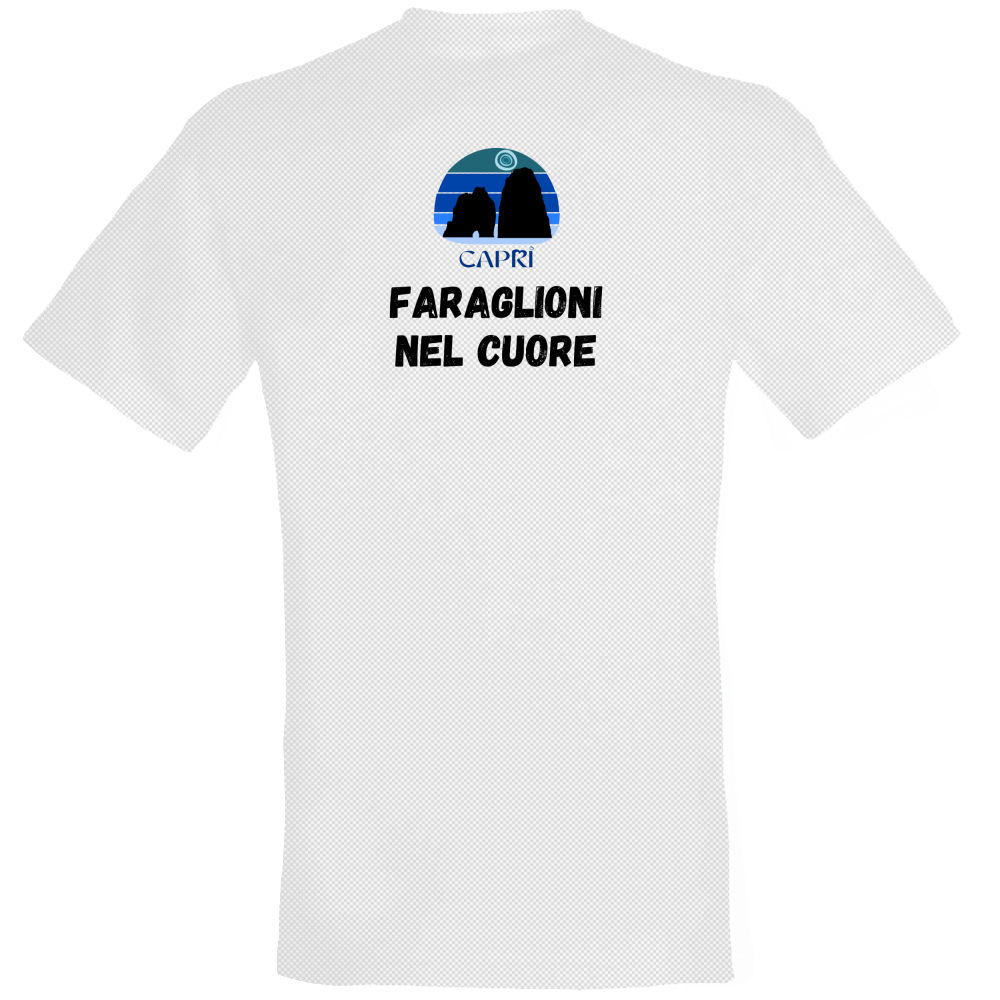 T-Shirt Unisex Dry Sport FARAGLIONI DI CAPRI NEL CUORE SCRITTA NERA
