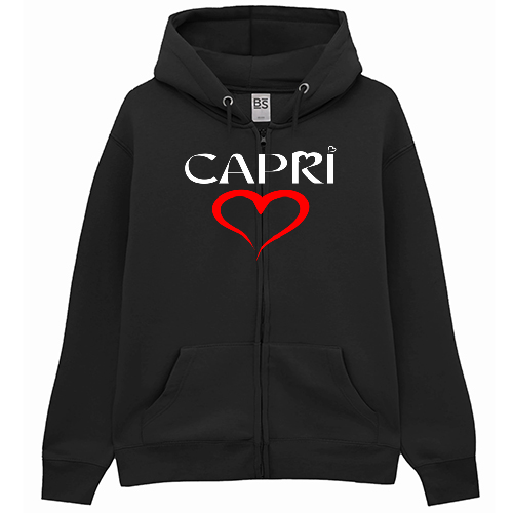 Felpa Premium Cappuccio Zip CUORE CAPRI ROSSO