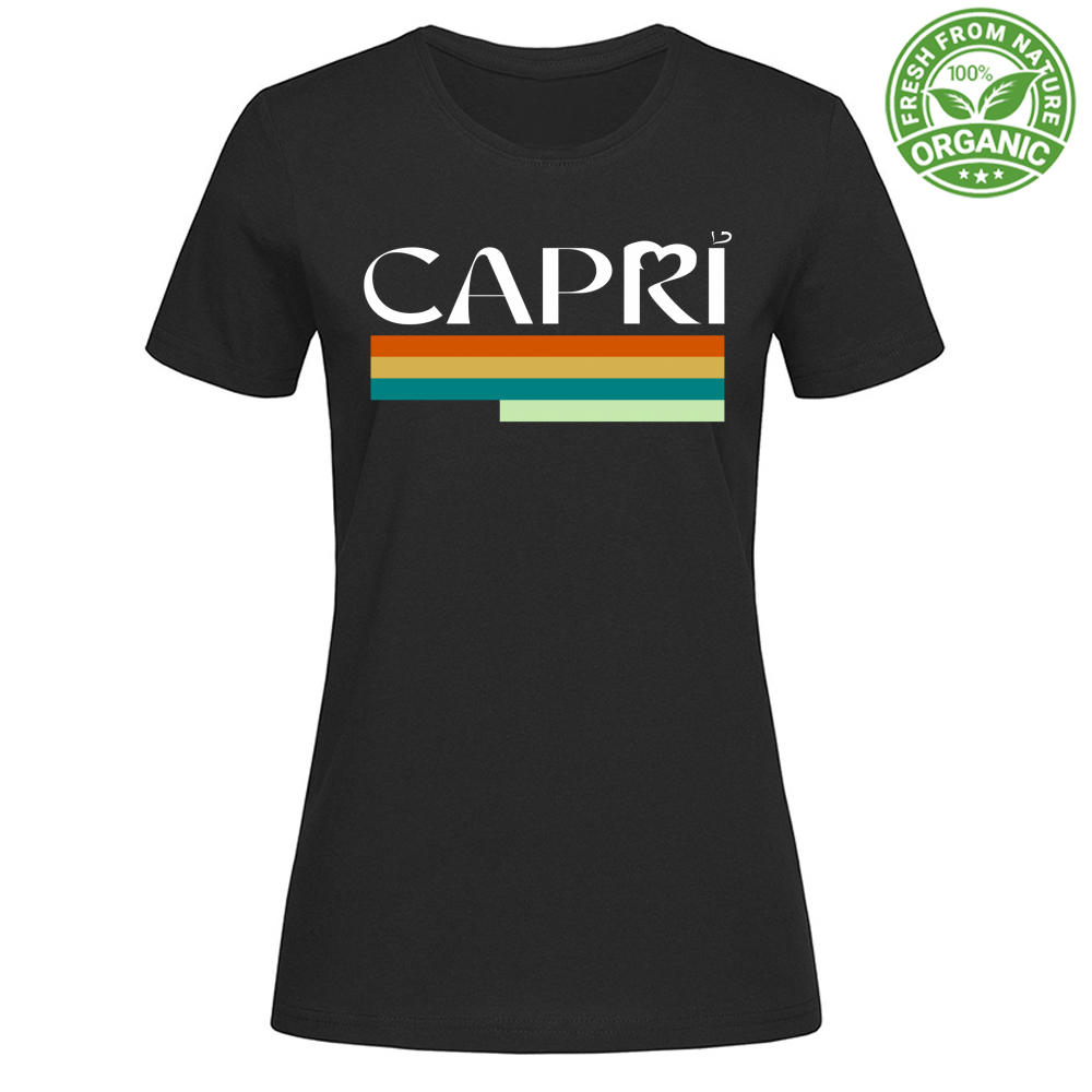 T-Shirt Woman Organic CAPRI TECNICOLOR SCRITTA BIANCA