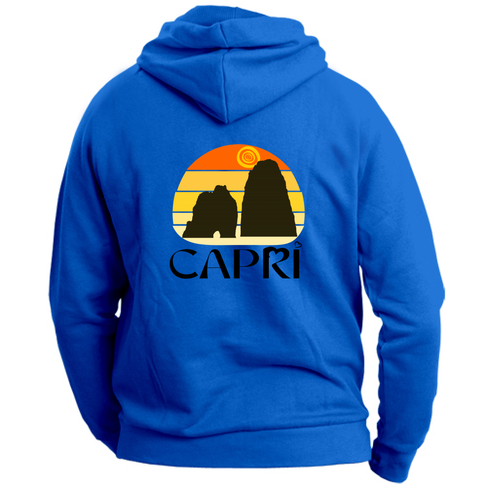 Felpa con Cappuccio Unisex Large CAPRI TRAMONTO VINTAGE SCRITTA NERA