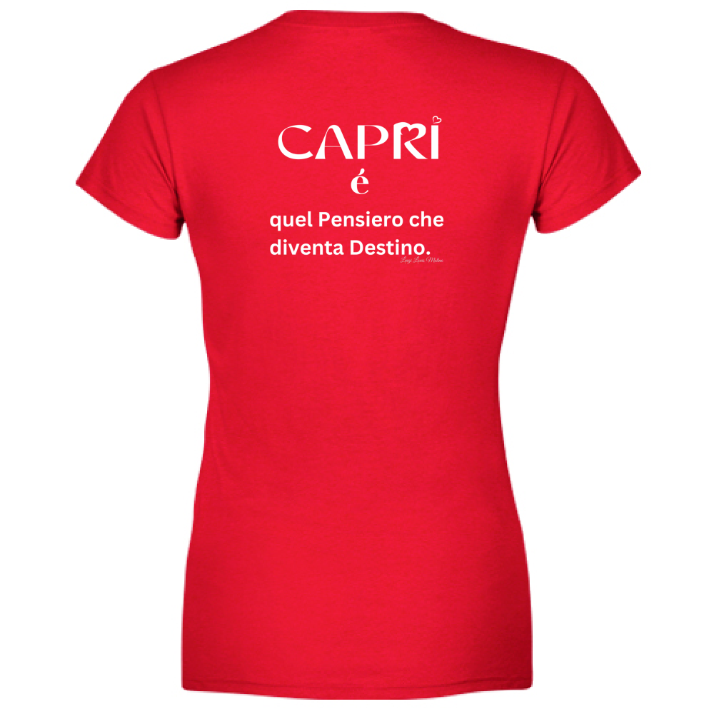 T-Shirt Women Premium Capri quel Pensiero che diventa Destino scritta bi