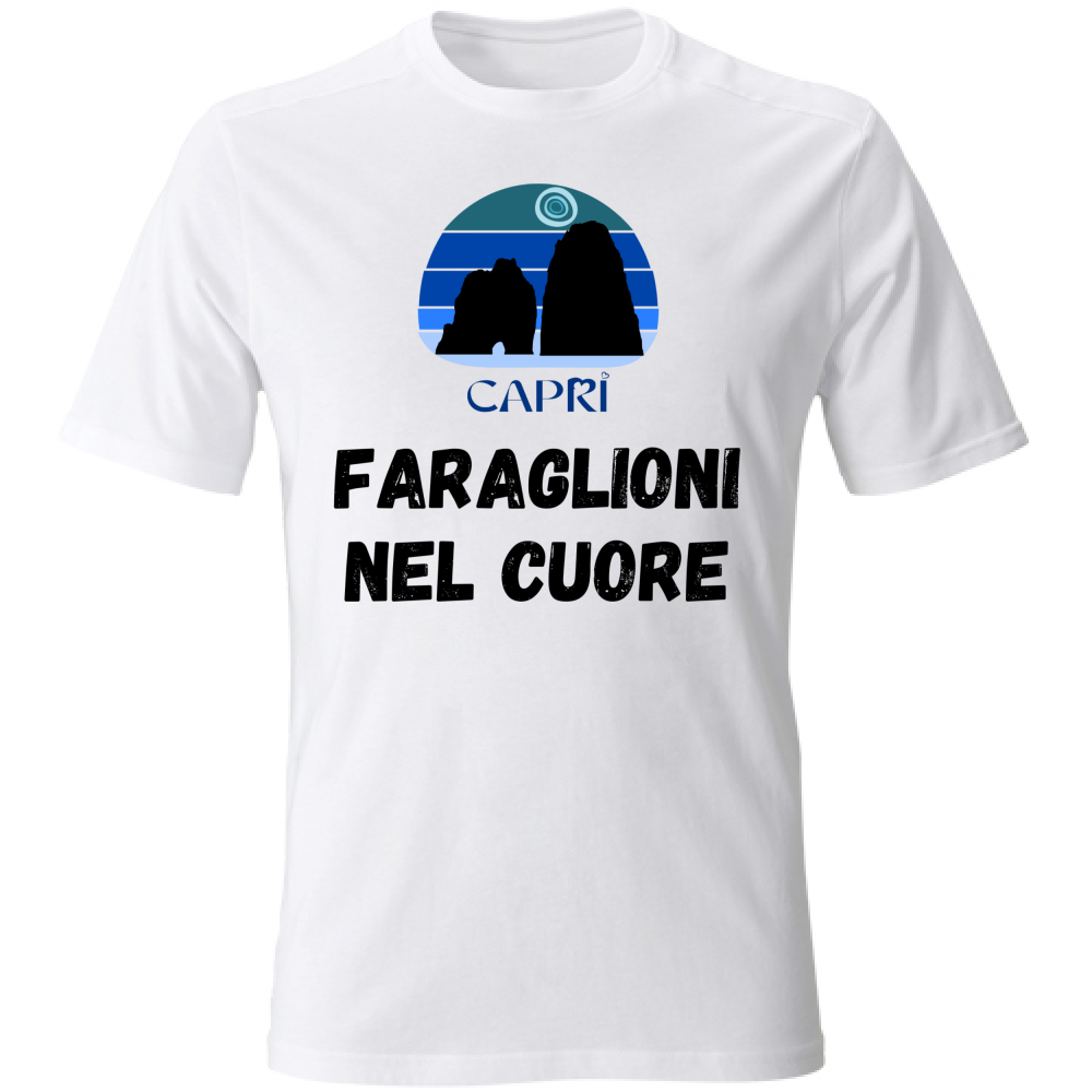 T-Shirt Unisex FARAGLIONI DI CAPRI NEL CUORE SCRITTA NERA