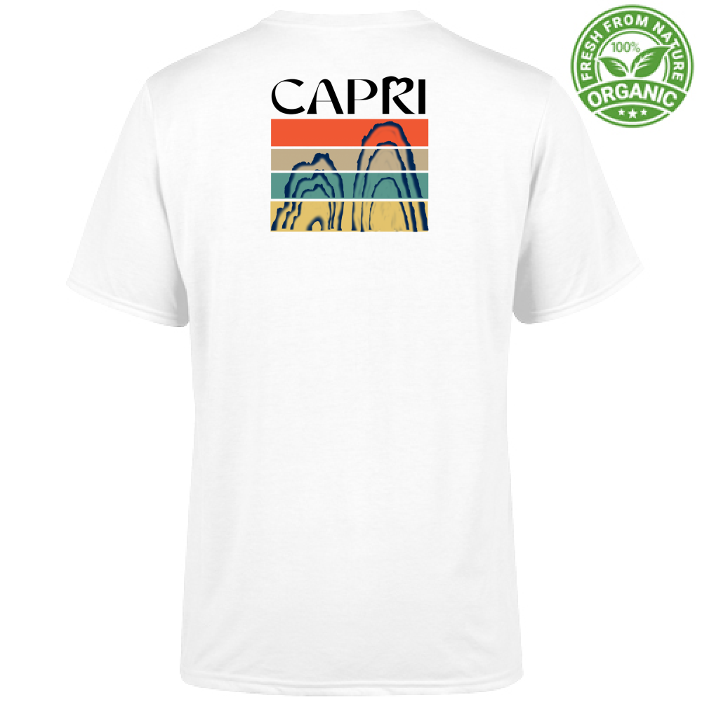 T-Shirt Unisex Organic CAPRI PORZIONI FARAGLIONI SCRITTA NERA