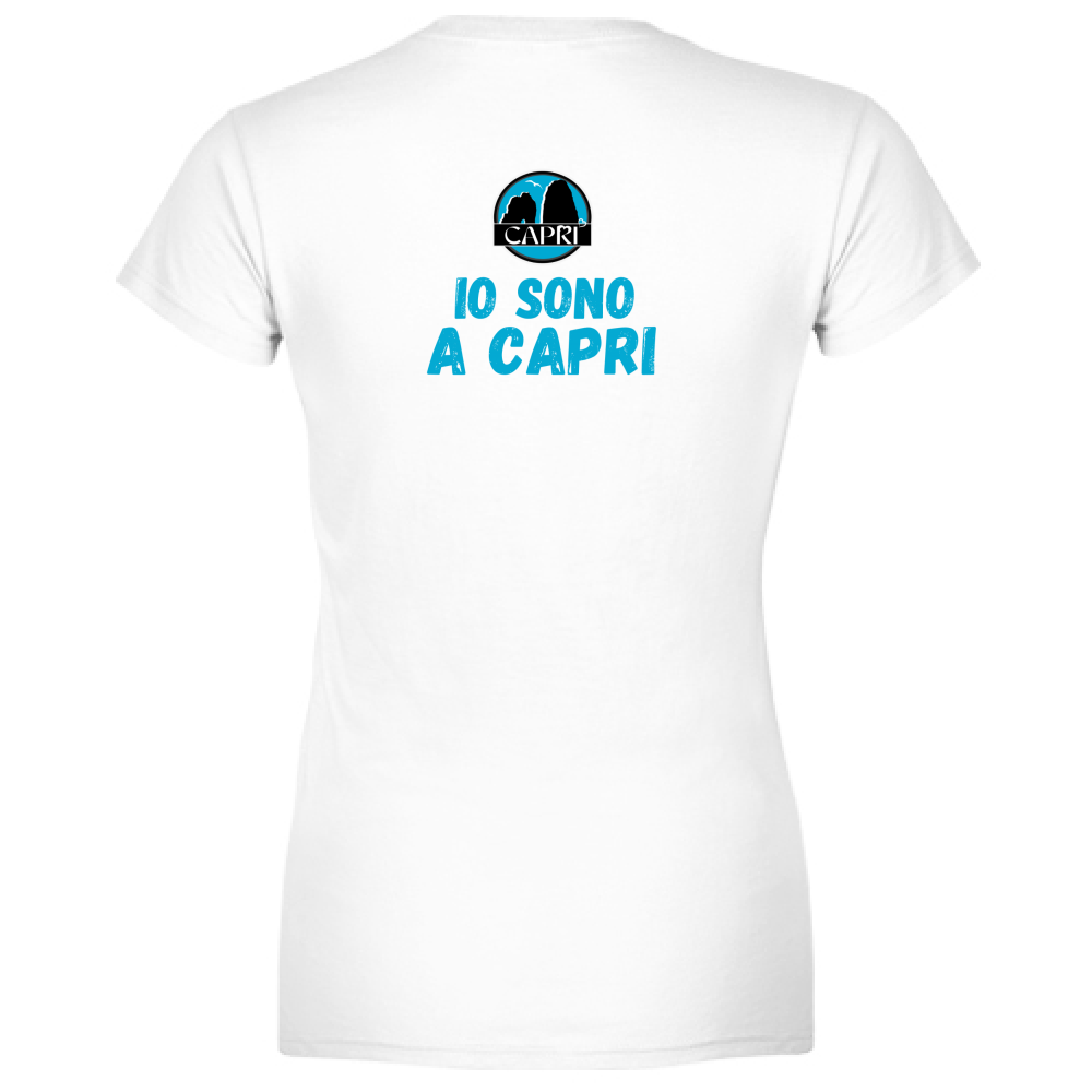 T-Shirt Woman Organic IO SONO A CAPRI SCRITTA AZZURRA