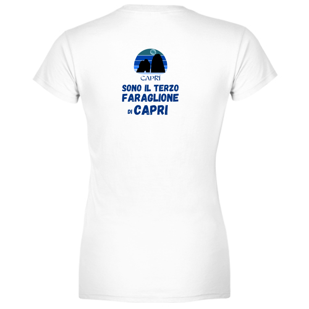 T-Shirt Women Premium SONO IL TERZO FARAGLIONE DI CAPRI SCRITTA BLU