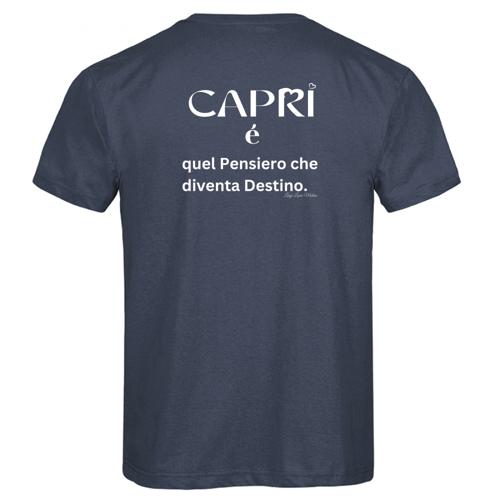T-Shirt Men Premium Capri quel Pensiero che diventa Destino scritta bi