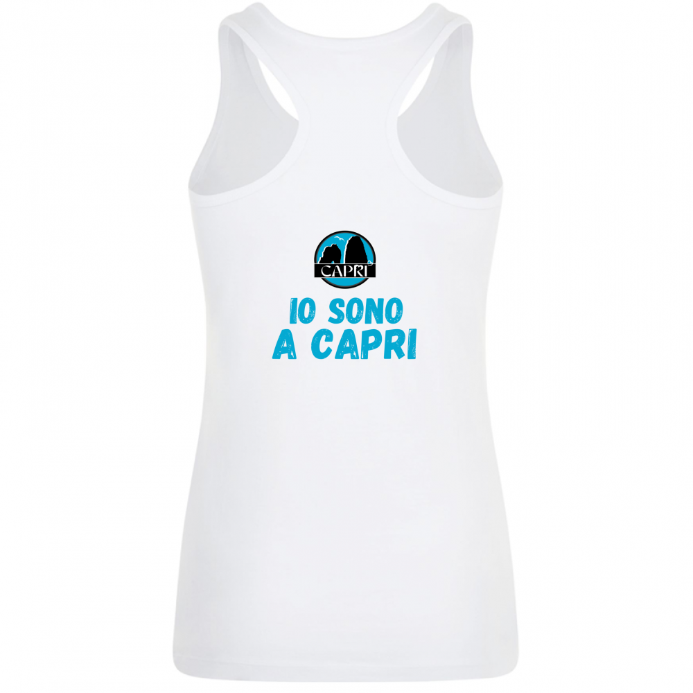 Canotta Donna IO SONO A CAPRI SCRITTA AZZURRA