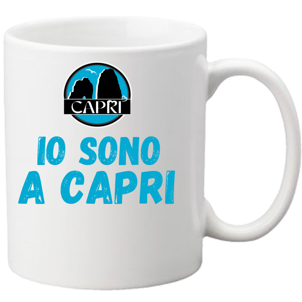 I AM IN CAPRI BLUE WRITING Mug