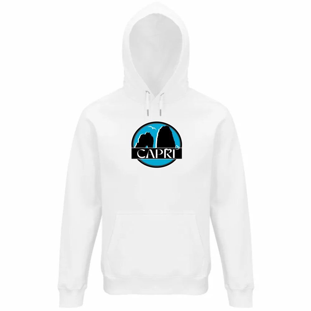 Felpa Organica Unisex Cappuccio CAPRI CERCHIO MAGICO CON  FARAGLIONI