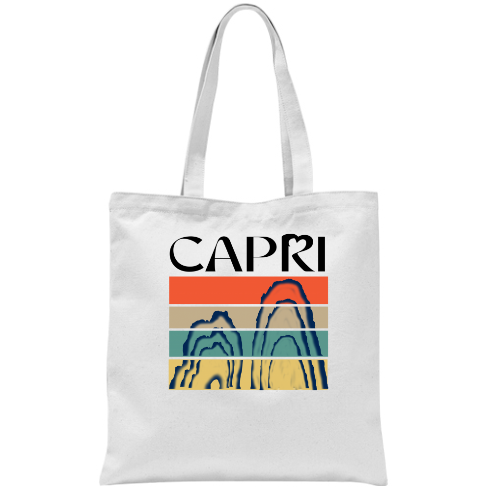 Borsa CAPRI PORZIONI FARAGLIONI SCRITTA NERA