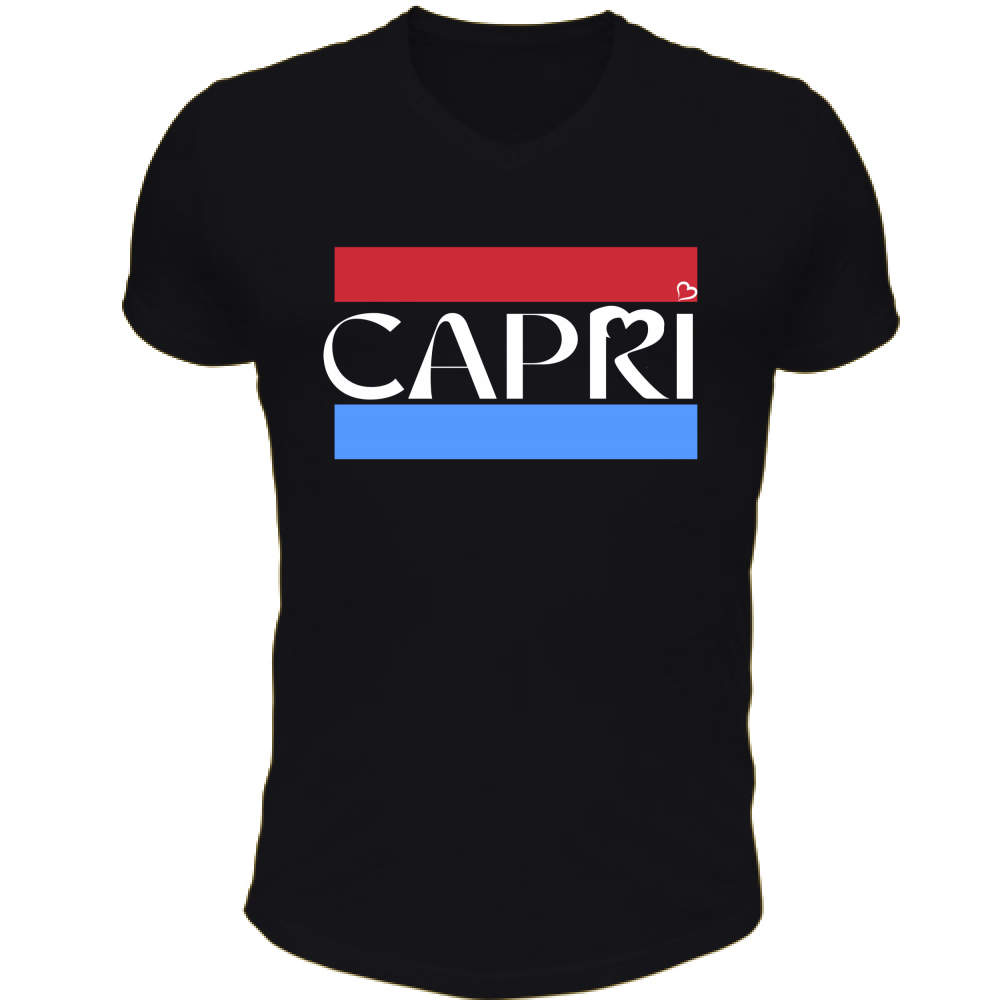 T-Shirt Unisex Scollo V CAPRI FASCIA ROSSO BLUE BIANCO