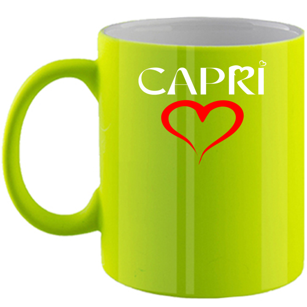 Fluorescent mug HEART CAPRI RED