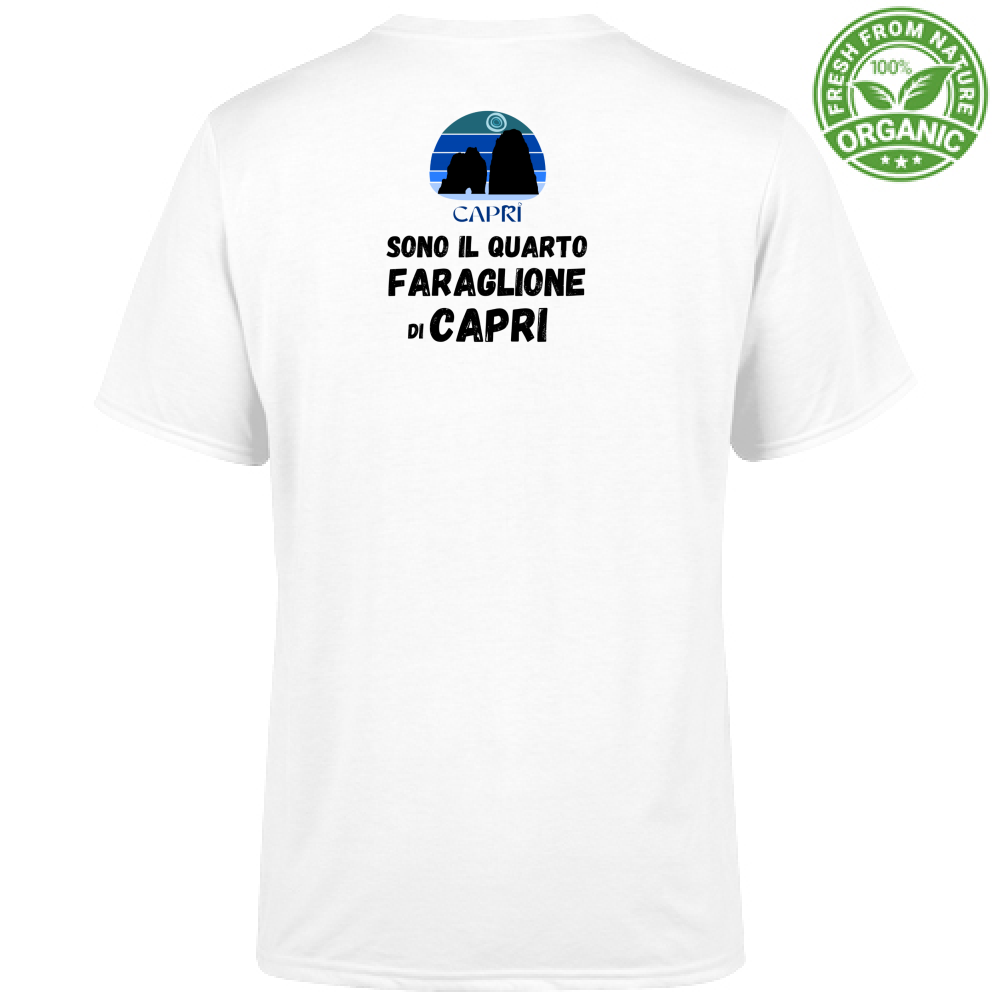 T-Shirt Unisex Organic SONO IL QUARTO FARAGLIONE DI CAPRI SCRITTA NERA