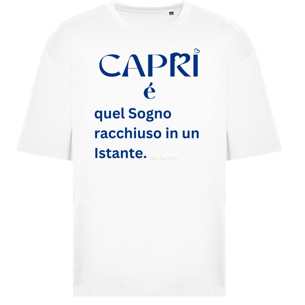 T-Shirt Oversize Capri Sogno racchiuso in un istante scritta Blue