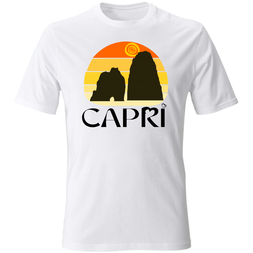T-Shirt Unisex CAPRI TRAMONTO VINTAGE SCRITTA NERA