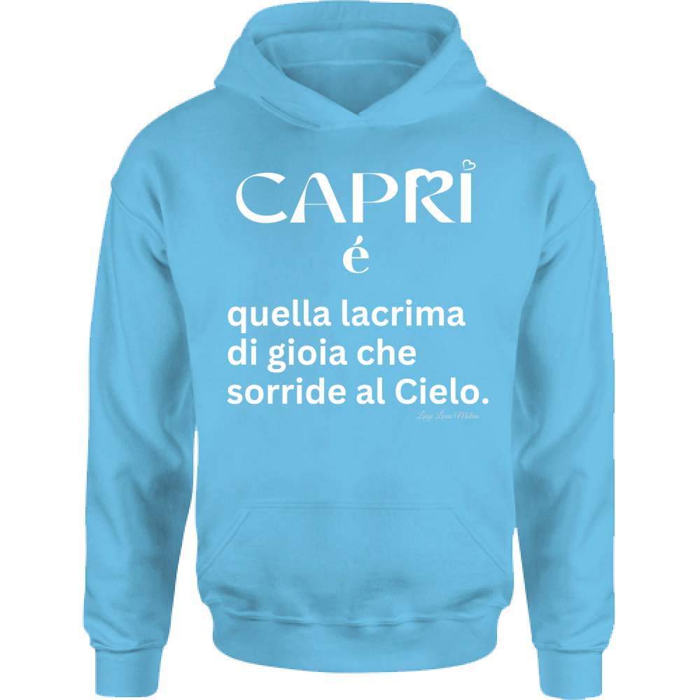 Felpa Bambino con Cappuccio Capri é quella lacrima di gioia scritta bianca